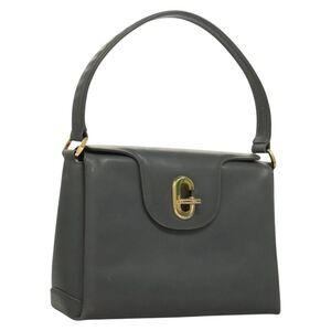 Gucci 1973 Top Handle Bag Leather Gray Leather Handbag (Pre-Owned)